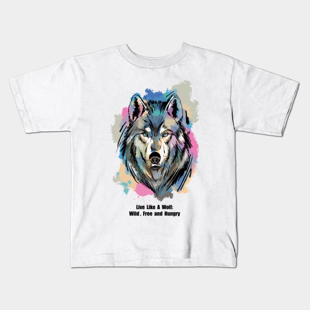 Live Like A Wolf Kids T-Shirt by Miki De Goodaboom